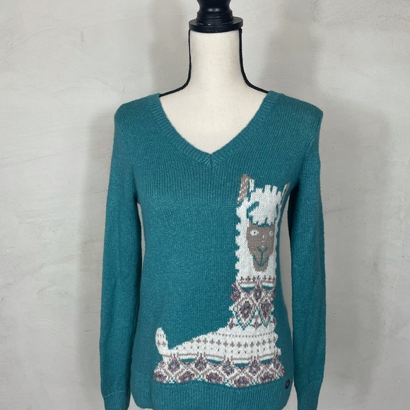 Hollister V-neck Oversized Llama Alpaca Sweater XS - Picture 4 of 12